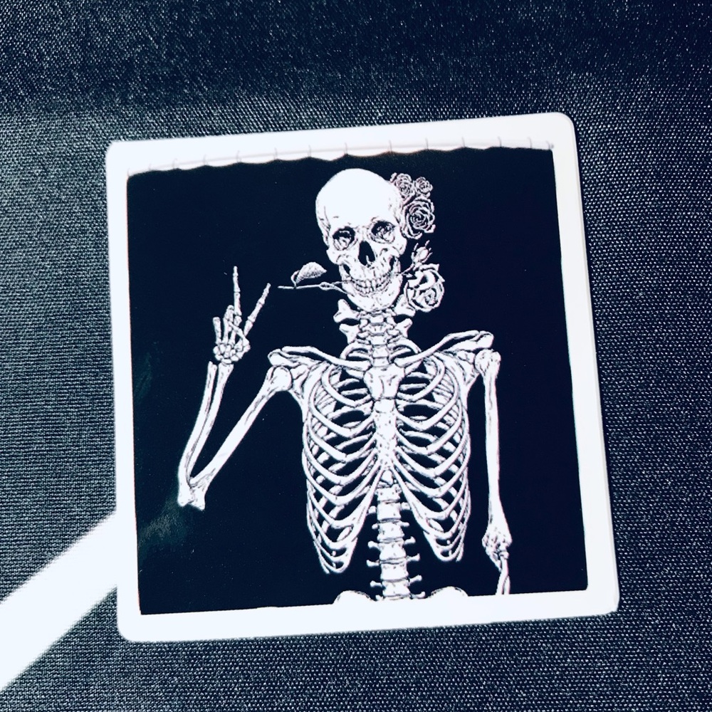 NEW Peace Skeleton Spooky Scary Creepy Cool Sticker Waterproof Halloween Horror - Picture 2 of 5